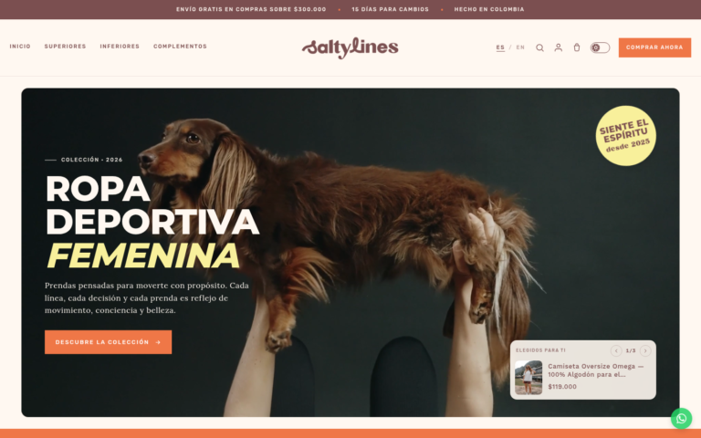 Saltylines: primero los cimientos, una tienda Shopify construida para vender